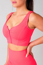 Load image into Gallery viewer, Neon Pink Zipper Crop Top
