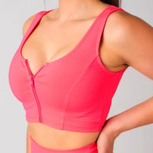 Load image into Gallery viewer, Neon Pink Zipper Crop Top

